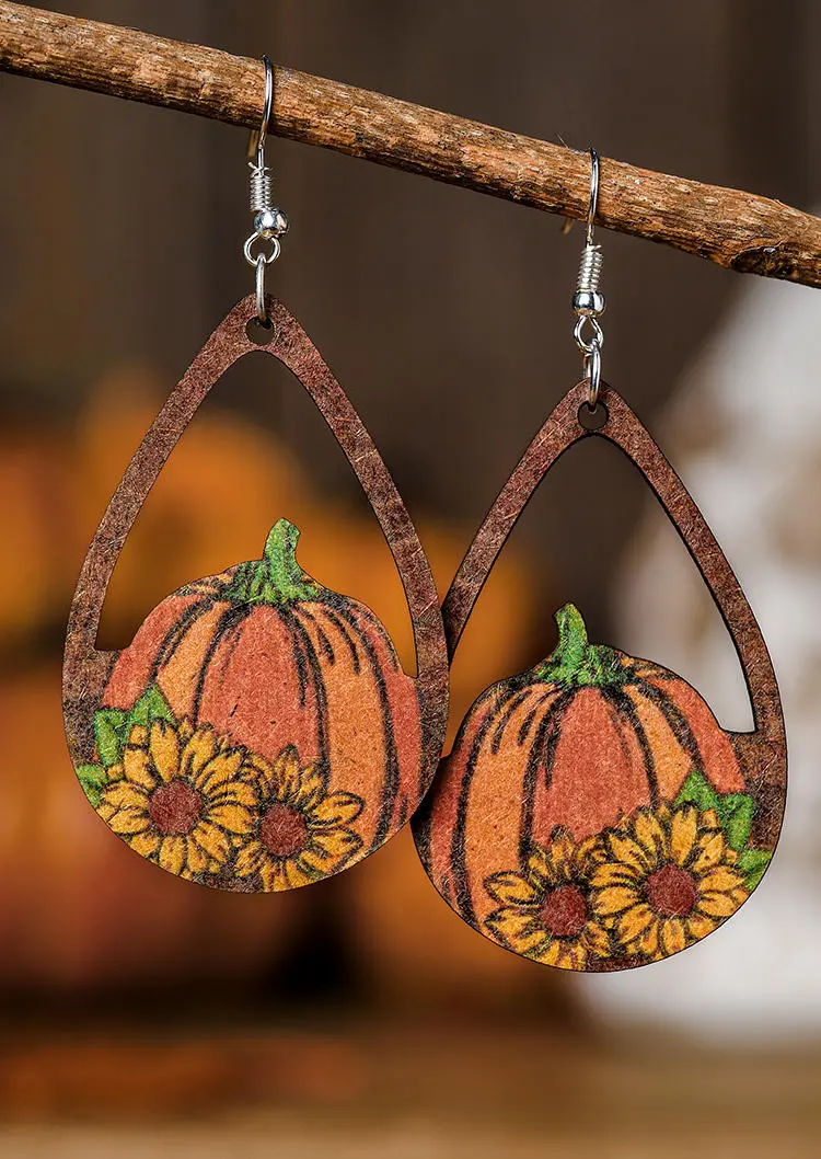Pumpkin Sunflower Hollow Out Earrings