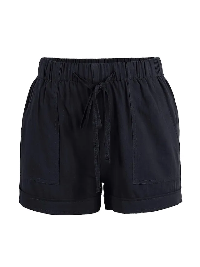 Women's Basic Essential Casual Shorts Wide Leg Baggy Pocket Short Daily Holiday Micro-elastic Simple Cotton Blend Lightweight Outdoor Mid Waist Light Blue Wine Red Pink ArmyGreen Orange & Red