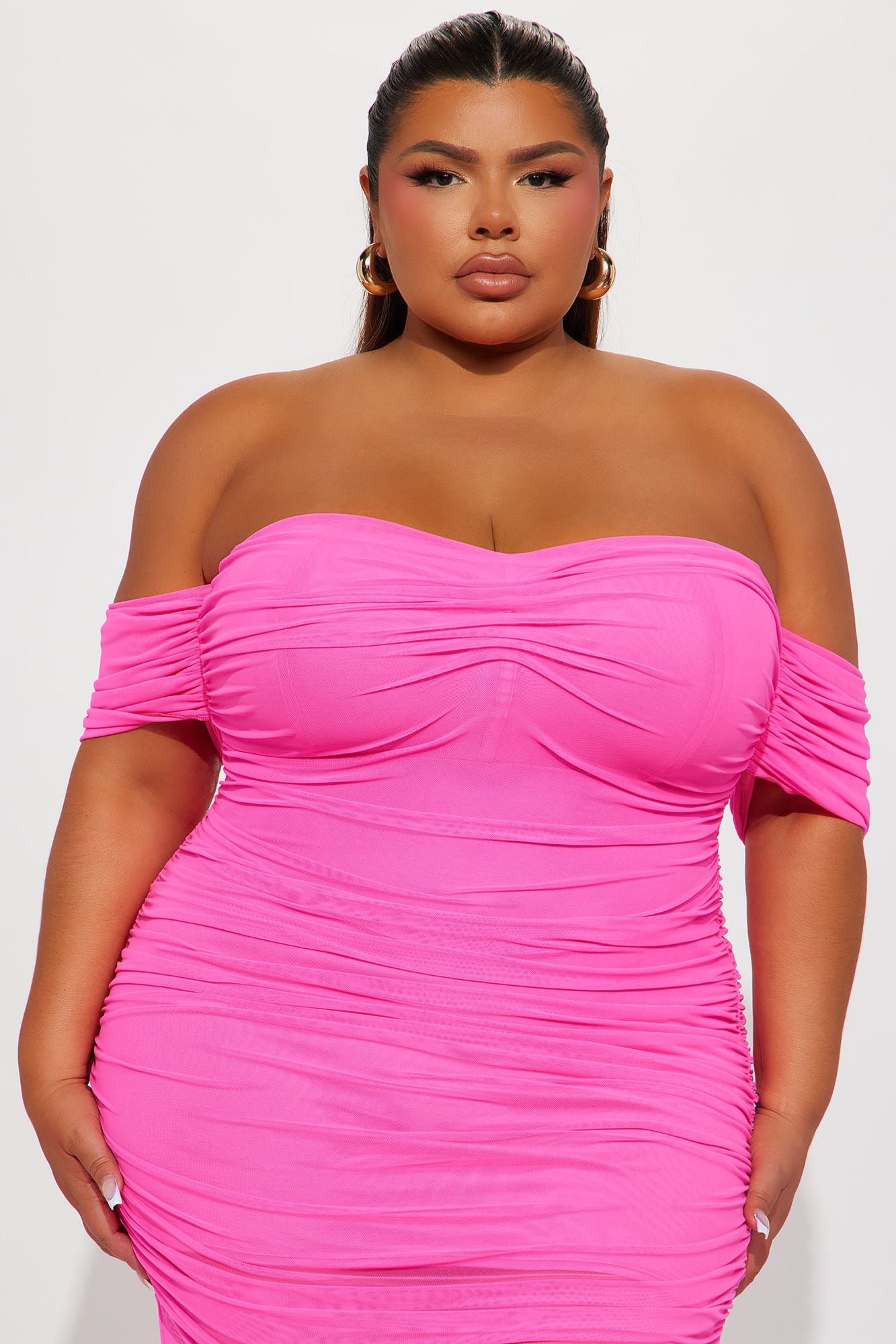 Sofia Mesh Maxi Dress - Neon Pink
