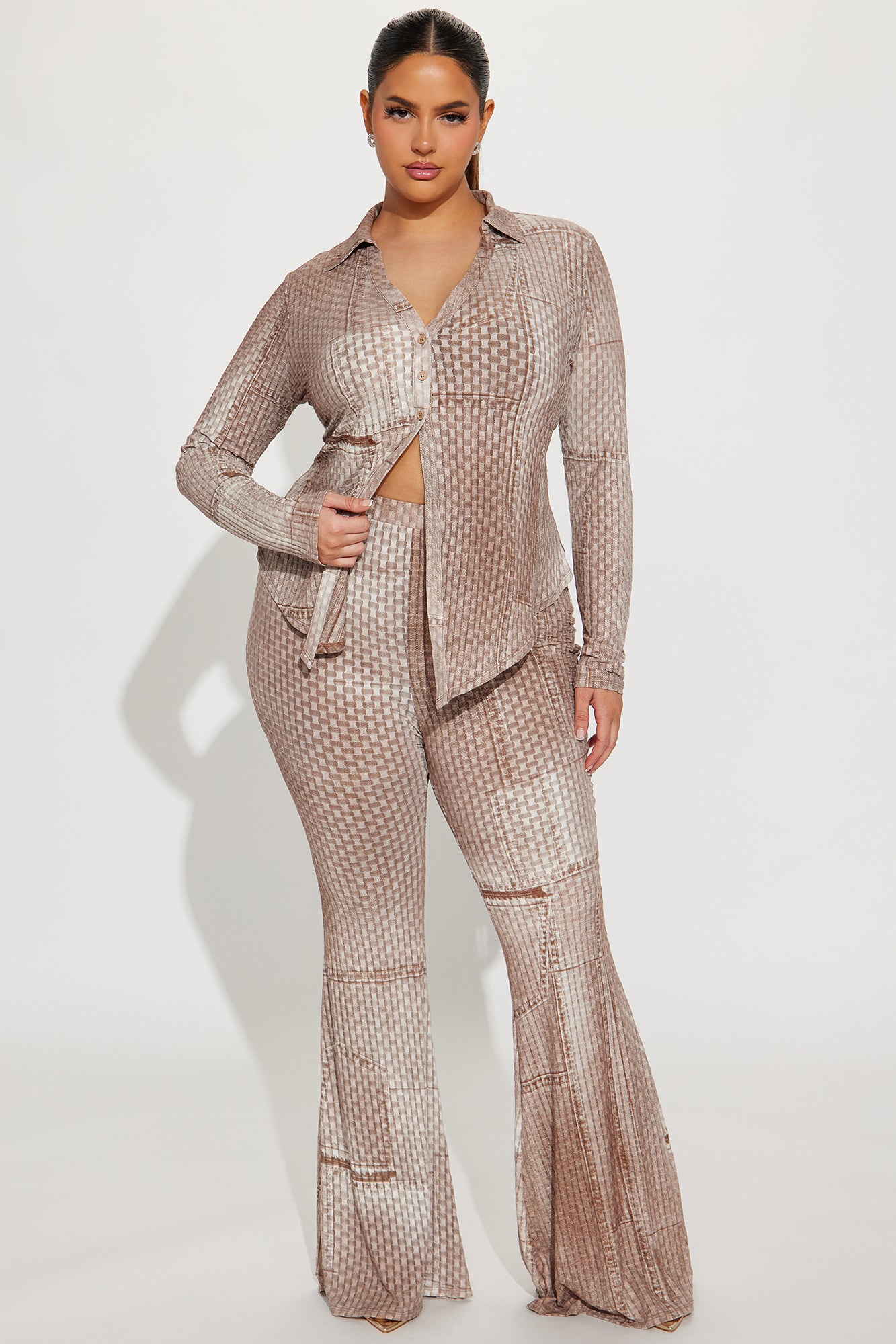 Magnolia Mesh Pant Set - Taupe