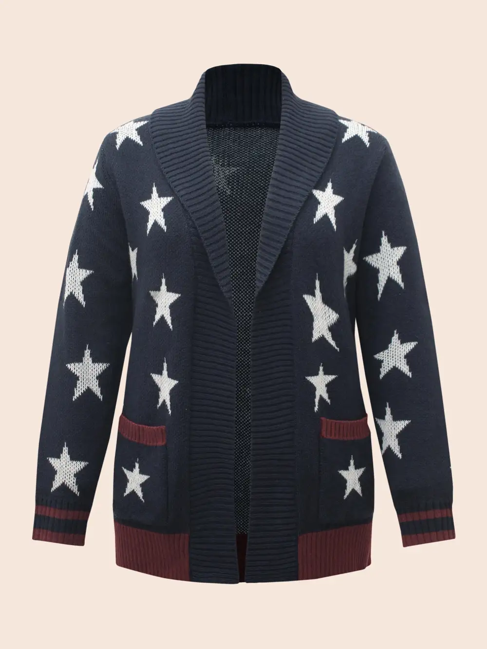 Star Contrast Patched Pocket Cardigan