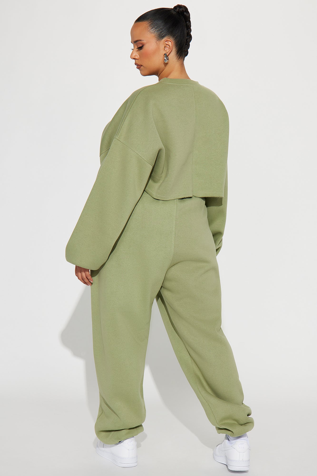Feeling Good Fleece Jogger Set - Sage
