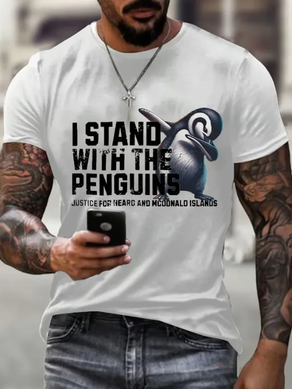 Men'S T-Shirt Men'S I Stand With The Penguins Printing T Shirt