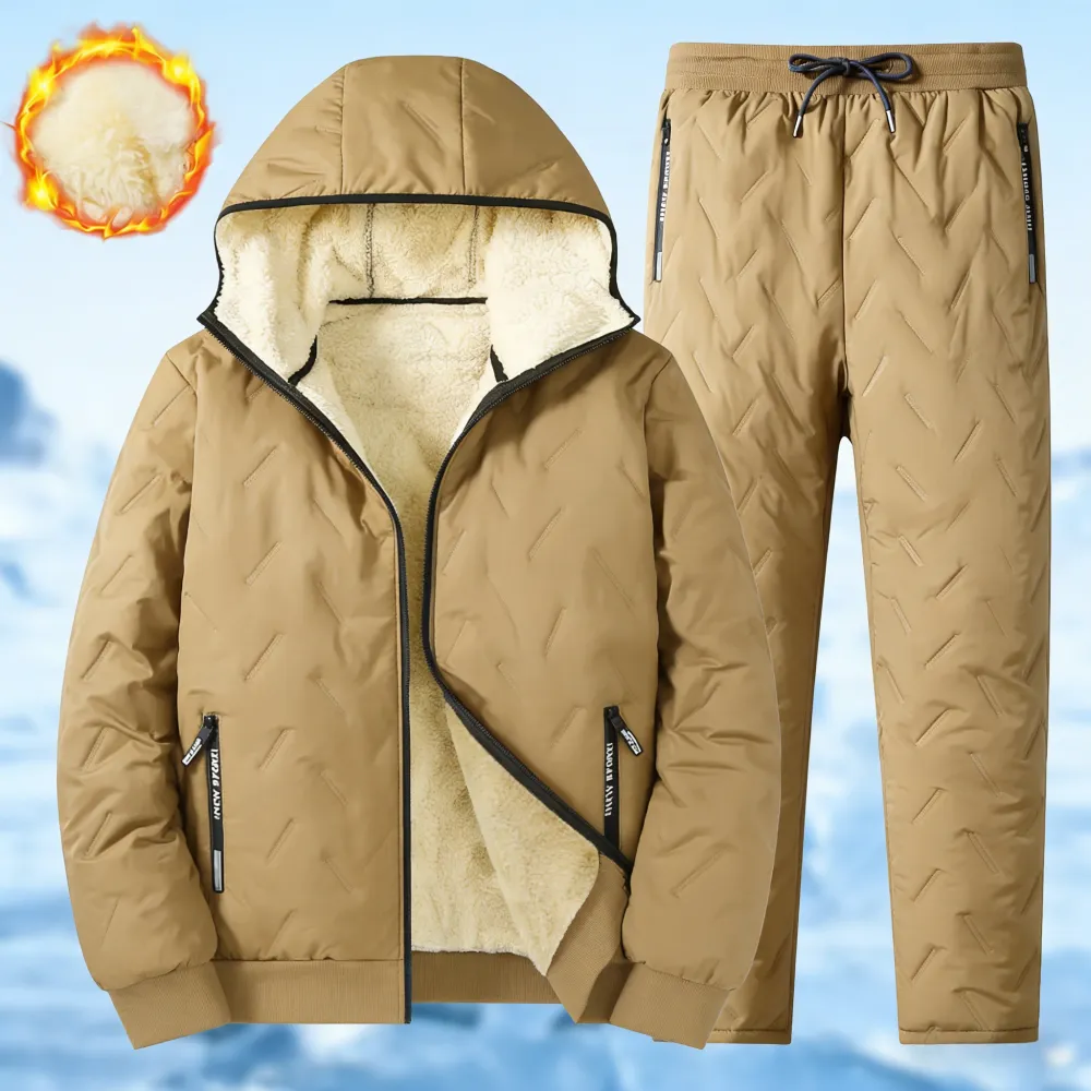 Men's Autumn And Winter Fleece Hooded Set