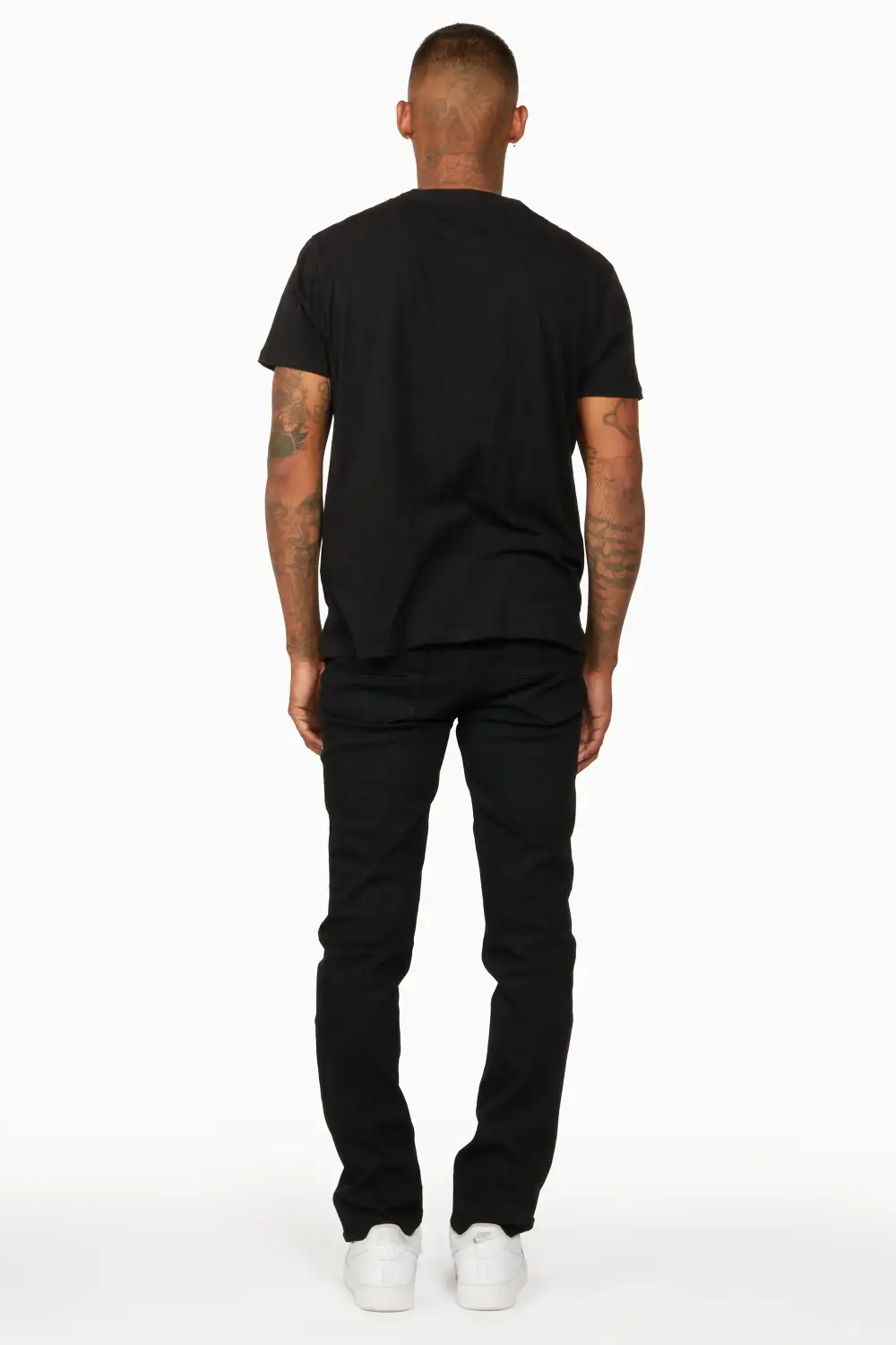 Oscar Black Knee Slit 5 Pocket Jean Straight Fit