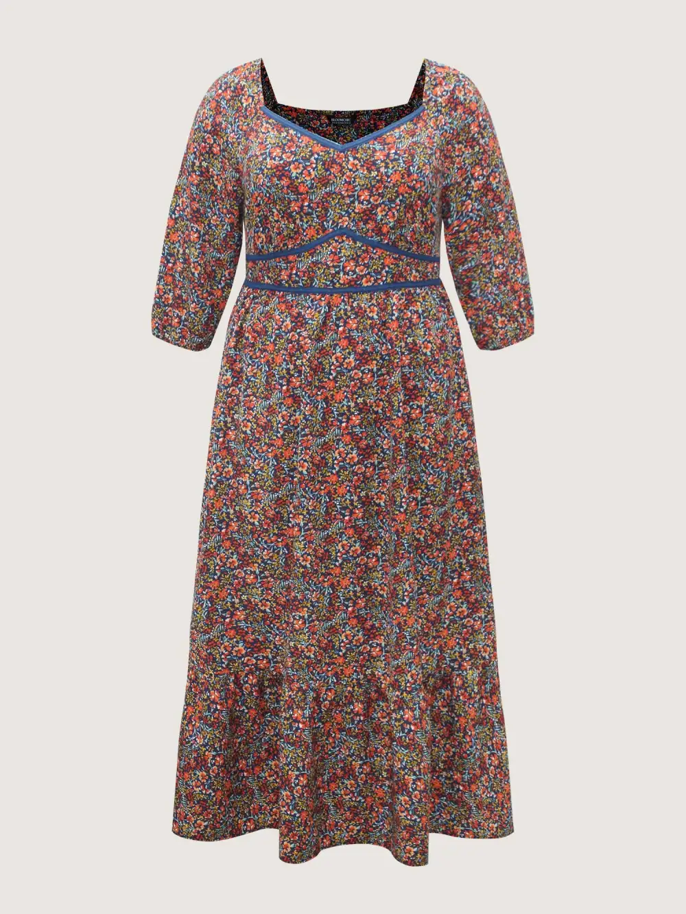 Ditsy Floral Woven Ribbon Maxi Dress