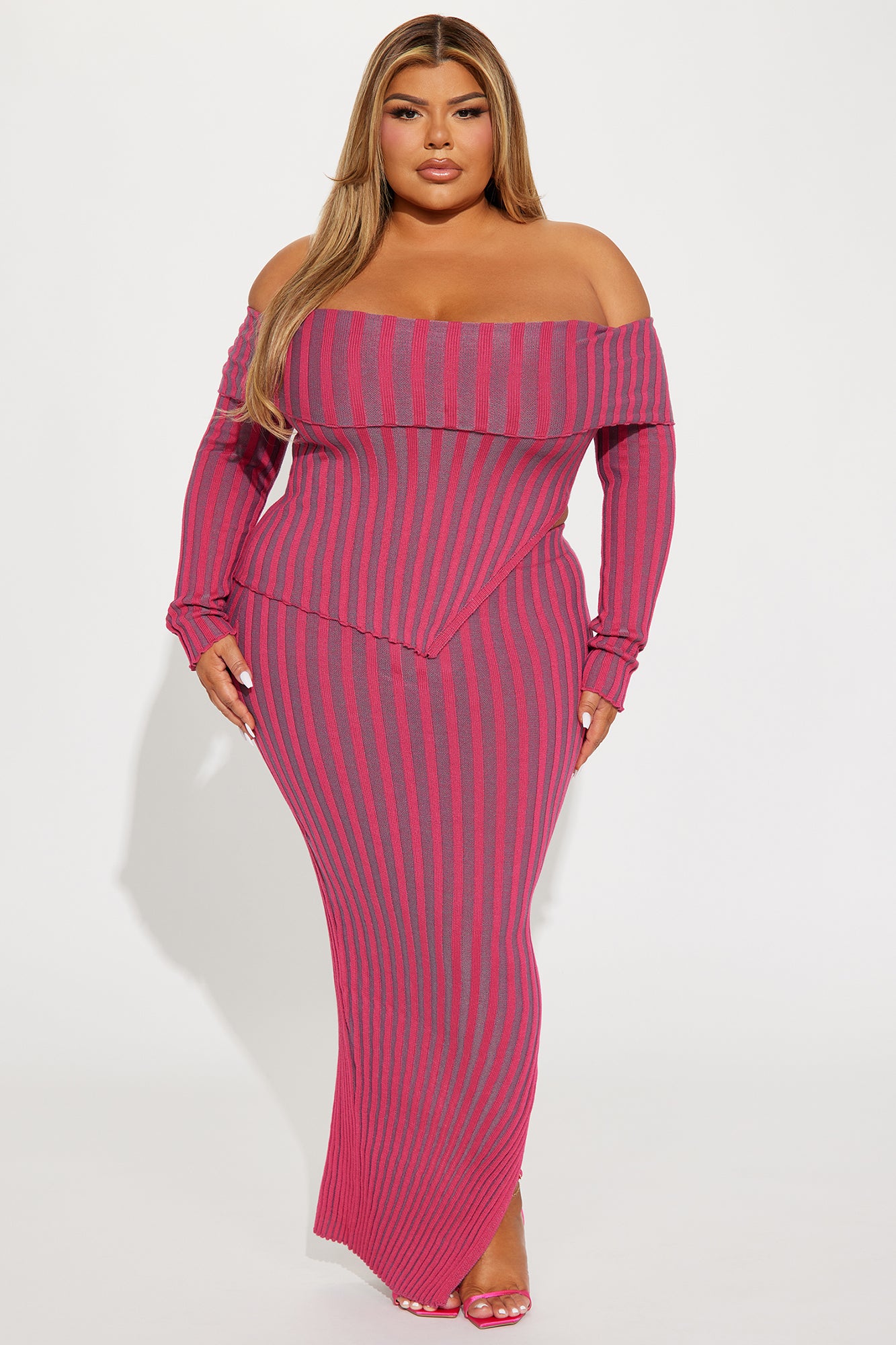 Elena Sweater Skirt Set - Fuchsia