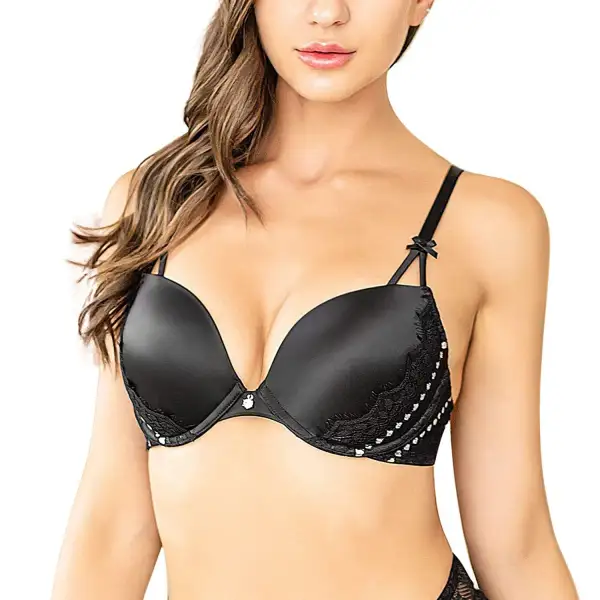 Women's Sexy Push Up Bra with Padded Underwire Smooth Lift Lace Add One Cup