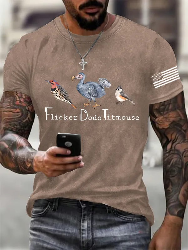 Men'S FDT Animal Printed Cotton Washed T-Shirt