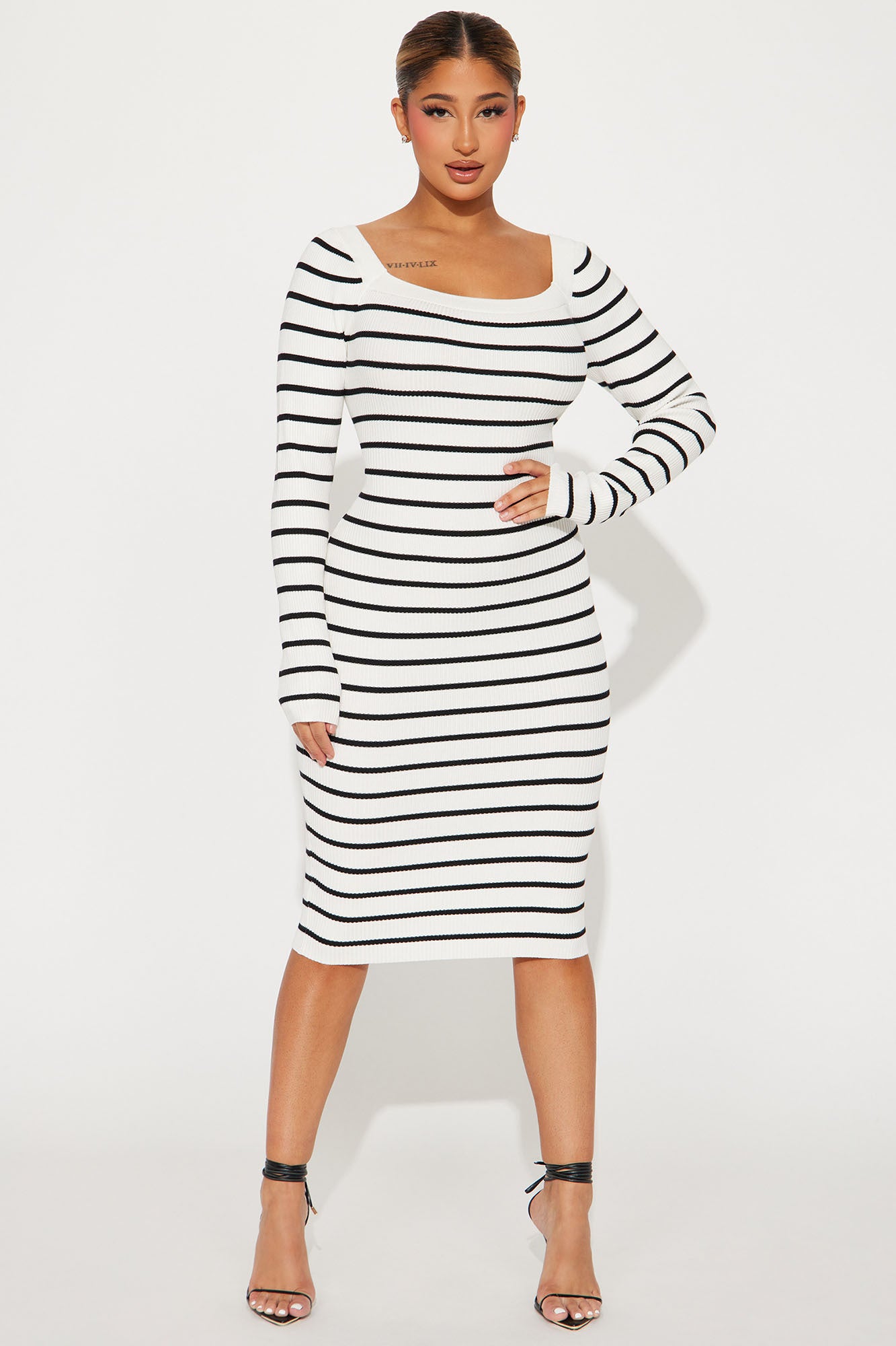 Rachel Sweater Midi Dress - Ivory/combo