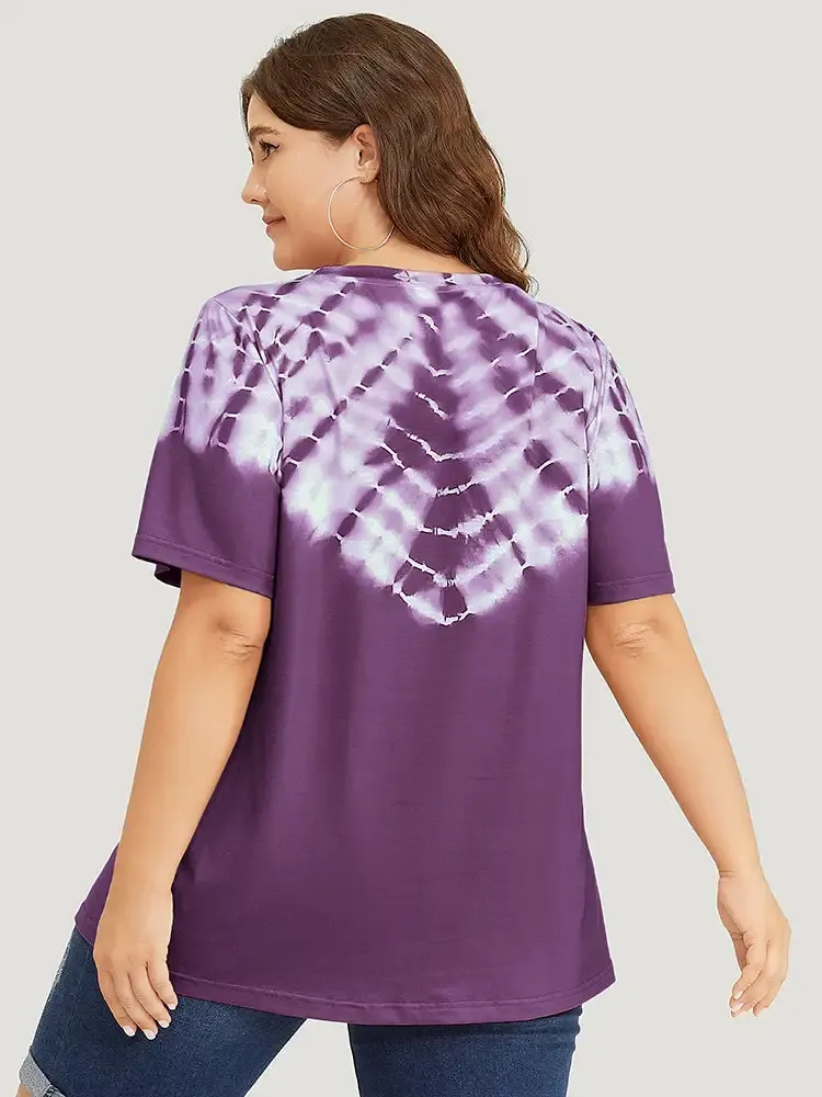 Tie Dye Short Sleeve V Neck T-shirt