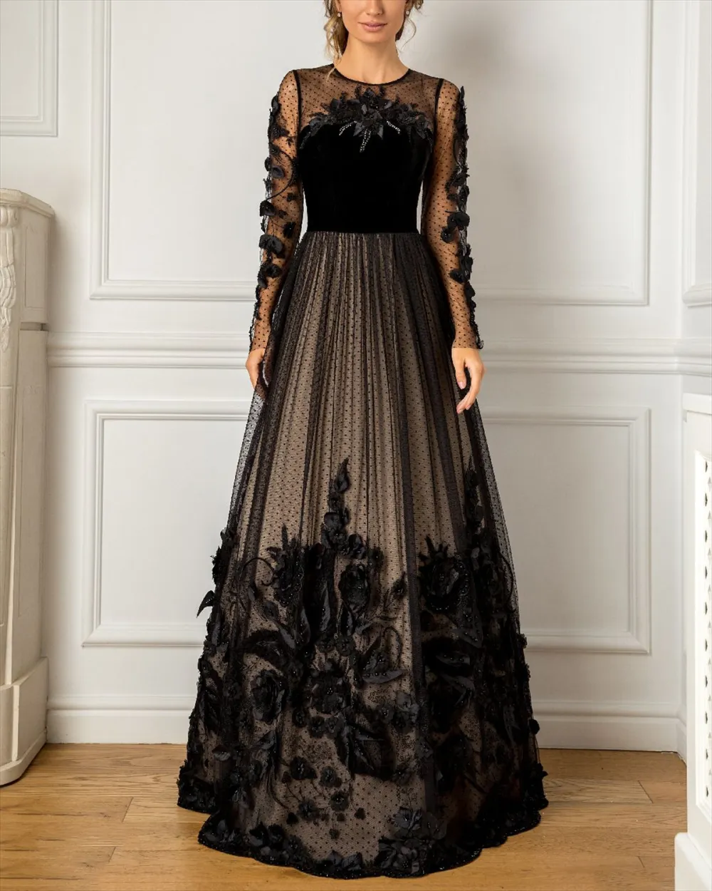 Women's Round Neck Mesh Dress