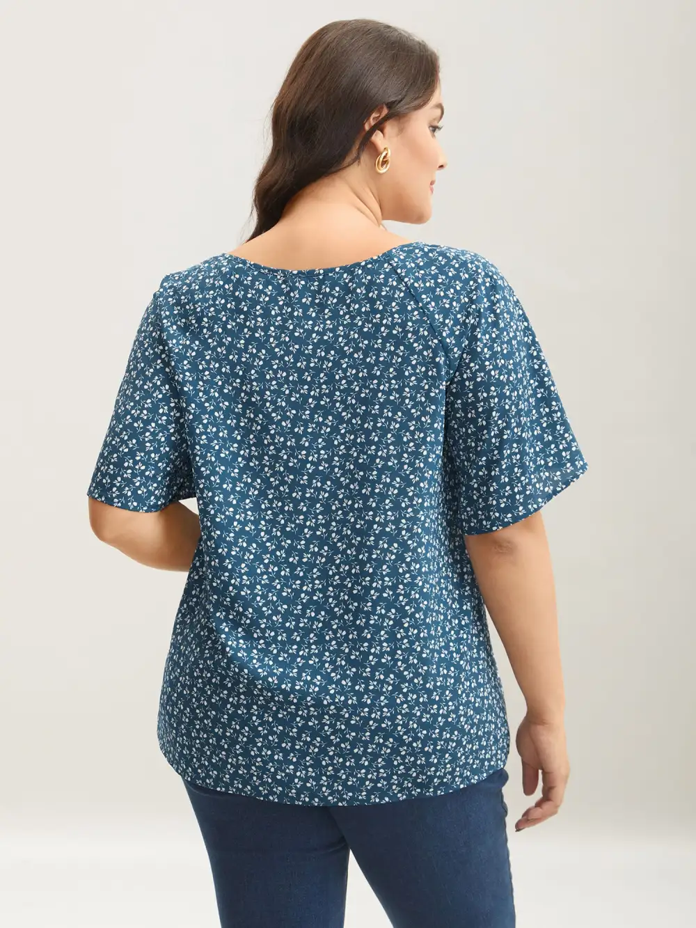 Ditsy Floral Print Half Sleeve Shirt