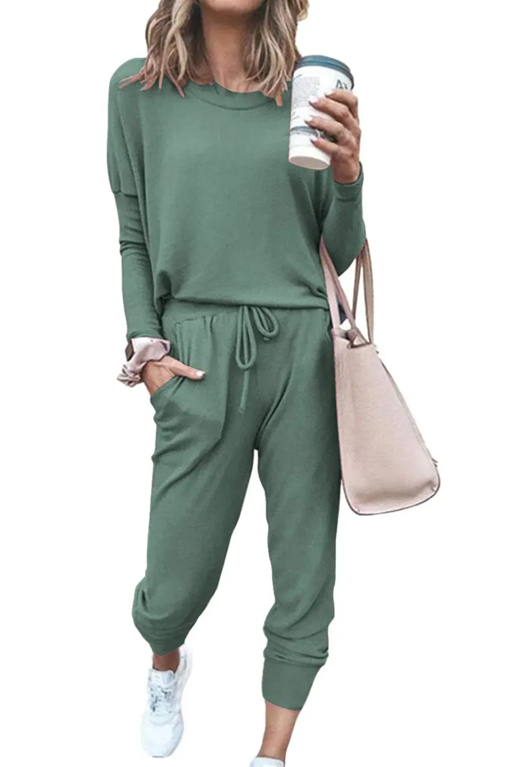 2025 Hot Sale Women's Fall Crewneck Pullover Tops And High Waisted Pants Lounge Set