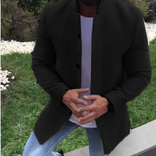 Fashion Lapel Collar Plain Slim Coat