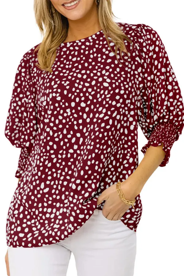 Animal Print Smocked Sleeve Top