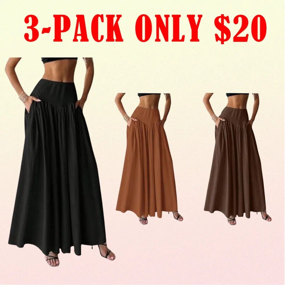 Milumia Women's Pleated Flowy Long Skirts High Waist Maxi Skirt with Pocket