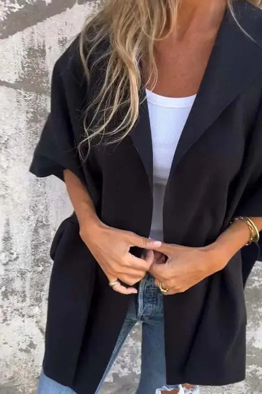 Casual Solid Color Pocket Turndown Collar Outerwear