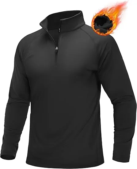 Men’s Zipper Mock Neck Sweatshirt – Casual Thermal Top