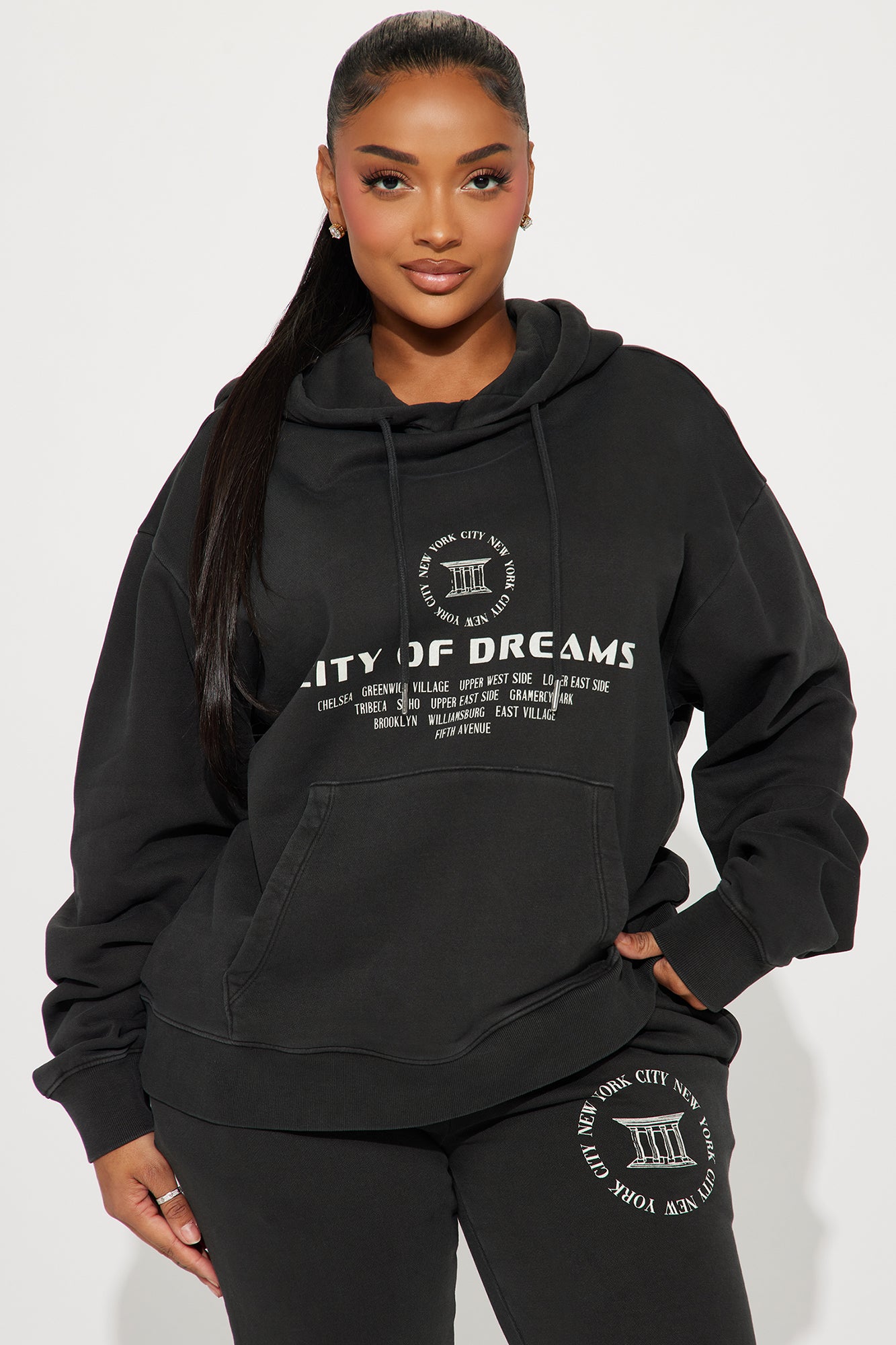 City Of Dreams Washed Jogger Set - Black
