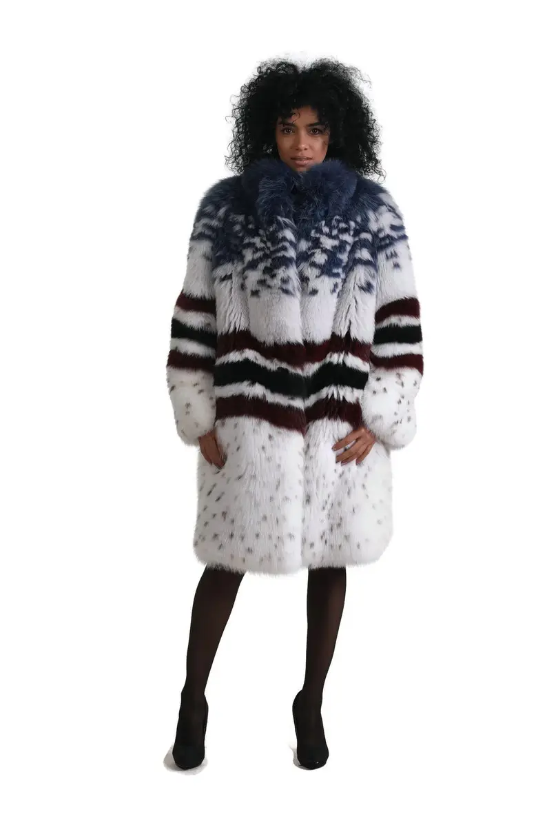 Multicolored  Fox Fur coat