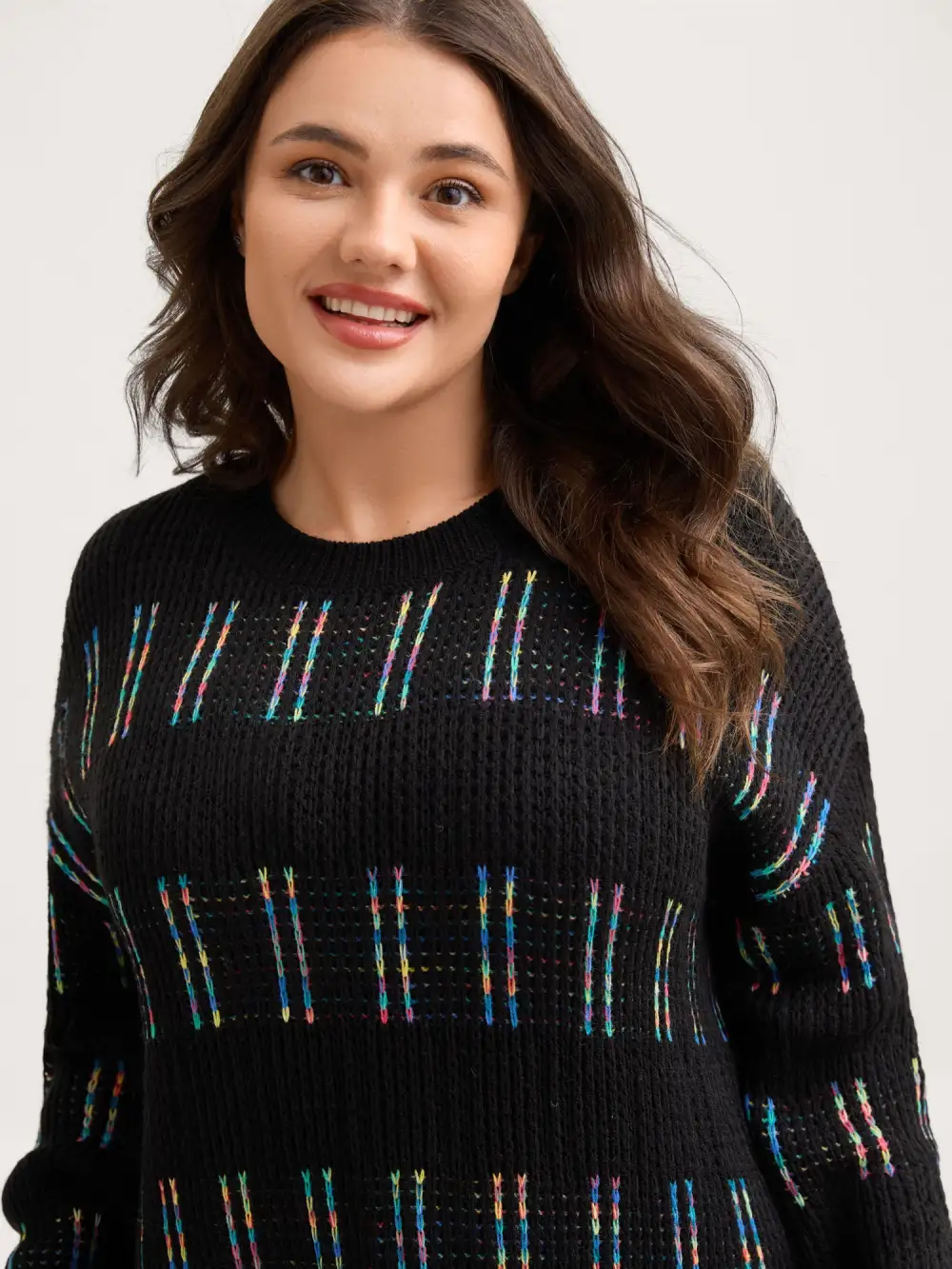 Striped Textured Gradual Color Change Pullover