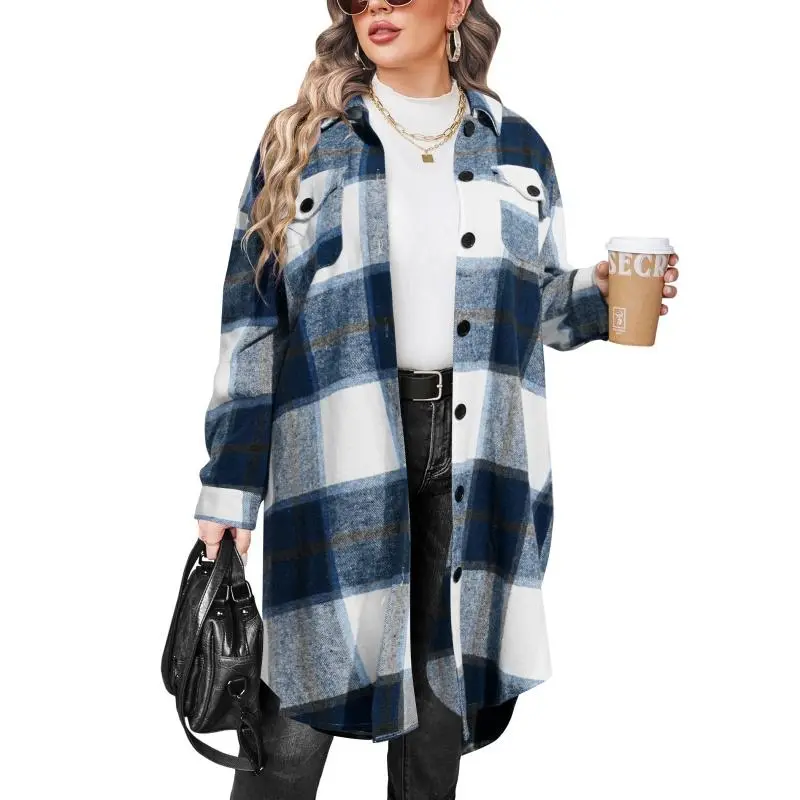 Women's Plus Size Flannel Plaid Shirt