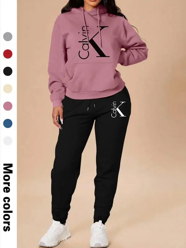 Women's Casual Hooded Sweatshirt Set