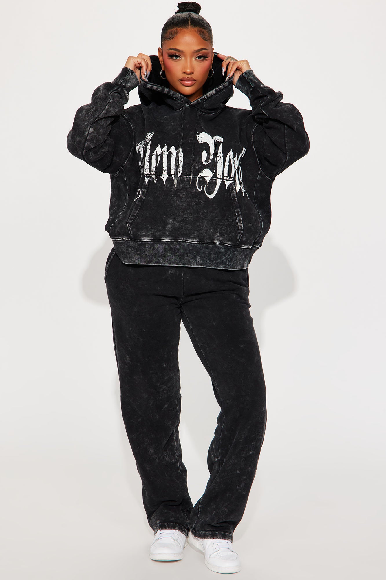 Kira Mineral Wash Pant Set - Black