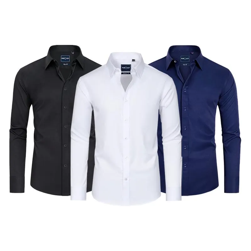Men's Slim Fit Stain-Resistant Dress Shirts – Long Sleeve Button