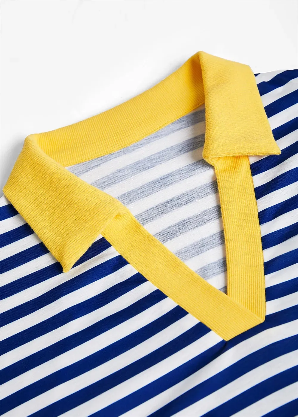 Navy Patchwork Striped Long Sleeve T Shirt