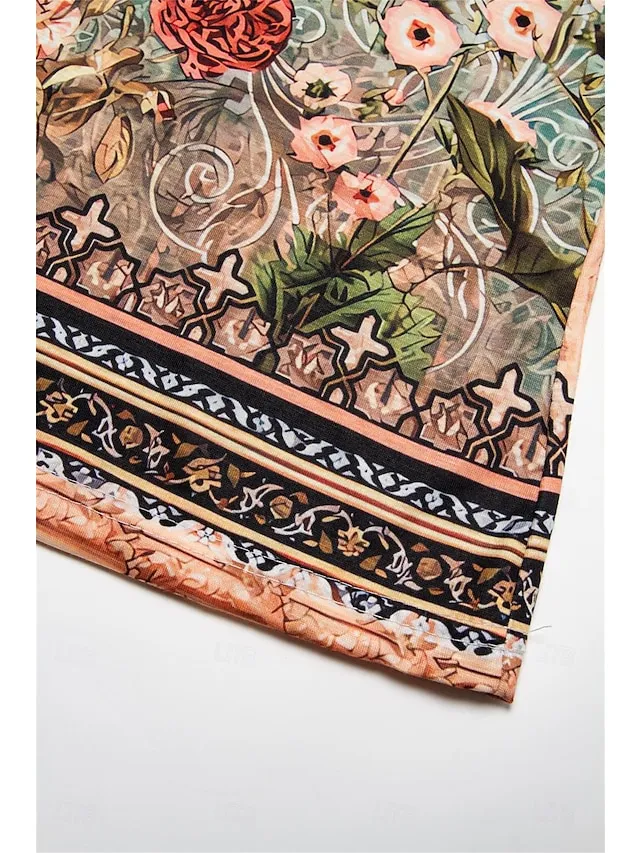 Women's T shirt Tee Shorts Sets Floral Casual Daily Print Light Green Short Sleeve Fashion V Neck Summer