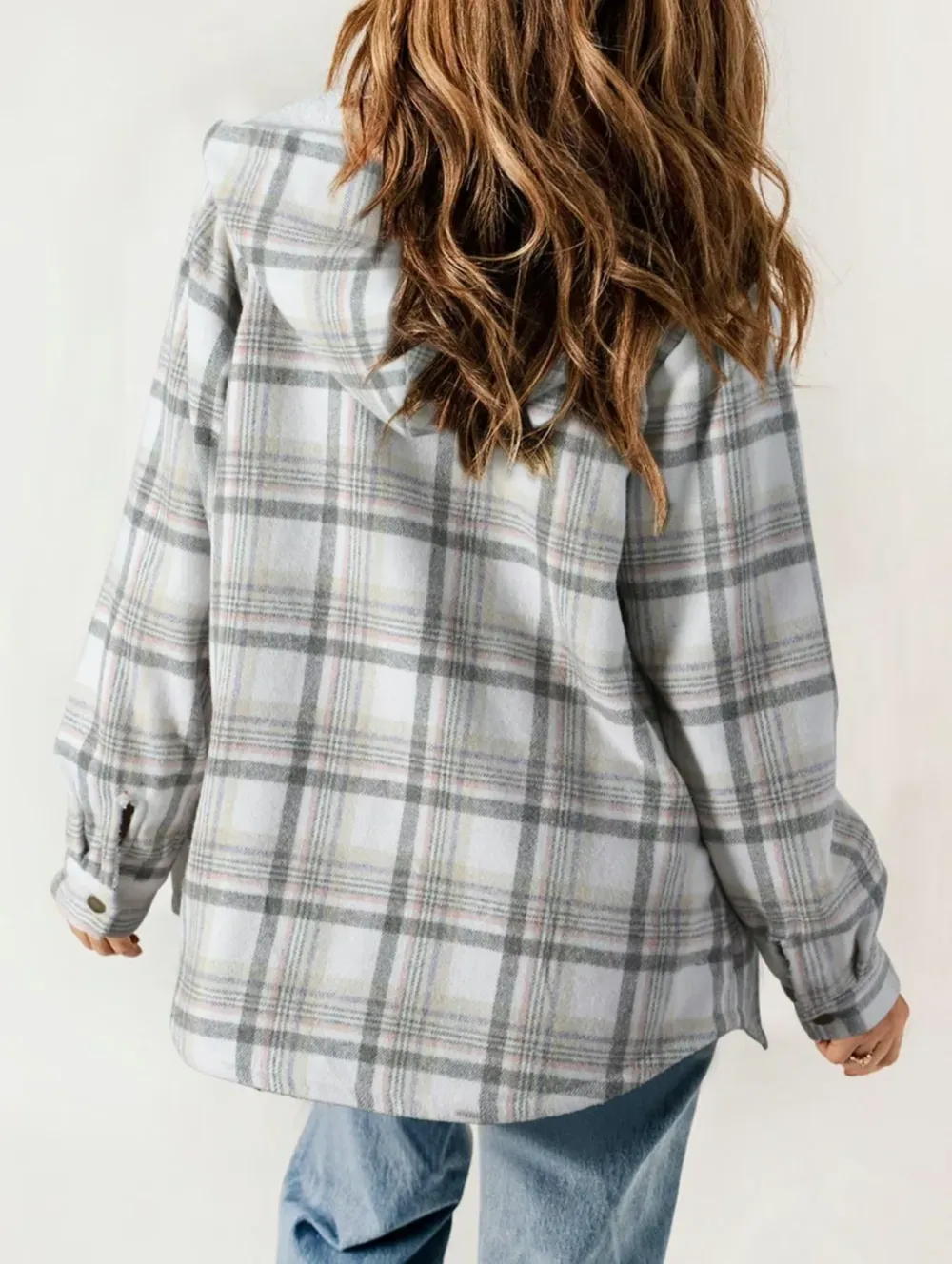 ⚡Black Friday Fun 🖤Women's Hooded Plaid Fleece Coat