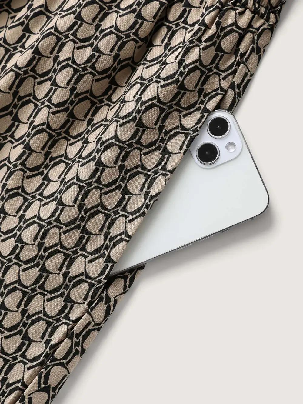 Geometric Print Waist-Cinched Tiered Midi Dress