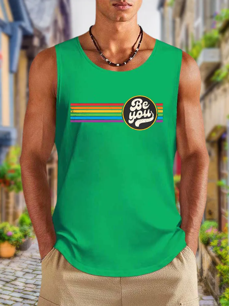 Men'S LGBTQ Be Kind Gay Pride LGBT Ally Rainbow Flag Retro Vintage Vests