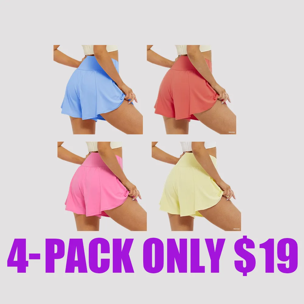 Women’s 2-in-1 Crossover Running Shorts – Flowy Athletic Skorts with Pockets & Spandex Liner