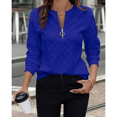 Women's Texture Sweatshirt Waffle Sweatshirt  Pullover Hoodie Sweatshirt Plain Streetwear Casual Long Sleeve Hooded Regular Tops Street Holiday Going out Buttons Black White Pink Wine Fall Winter