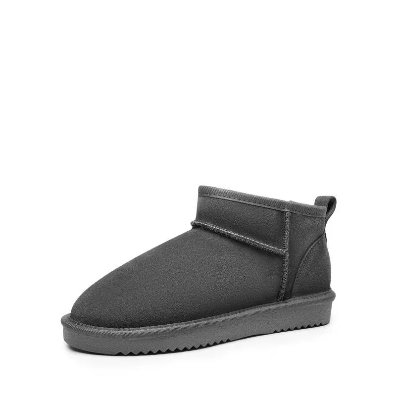 Women's Ankle Winter Mini Boots: Genuine Suede, Faux Fur Lining, Water Resistant, Warm, Slip On, Memory Foam, Fuzzy Classic