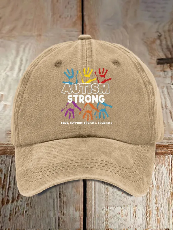 Unisex Autism Dtrong Education Advocates Love Print Baseball Cap
