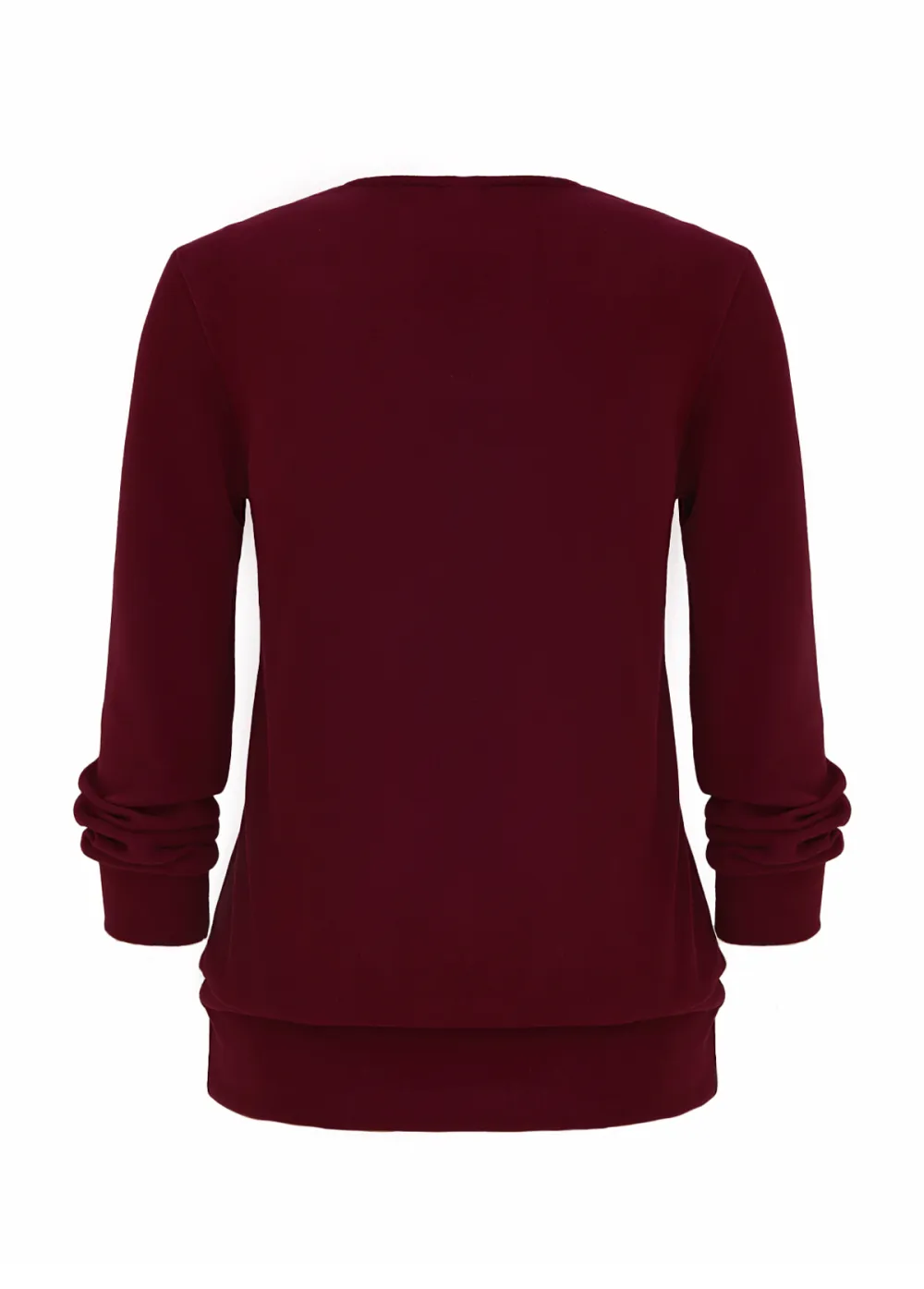 Wine Red Fake 2in1 Plaid Long Sleeve Sweatshirt