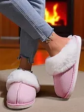 Women's Brown Cozy Slippers – Faux Suede Fleece Lined Warm Indoor House Shoes for Winter and Home Comfort