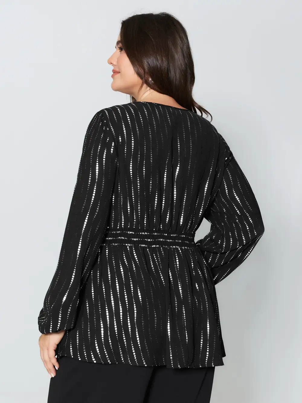 Shimmery Sequin Cinched-Waist Blouse