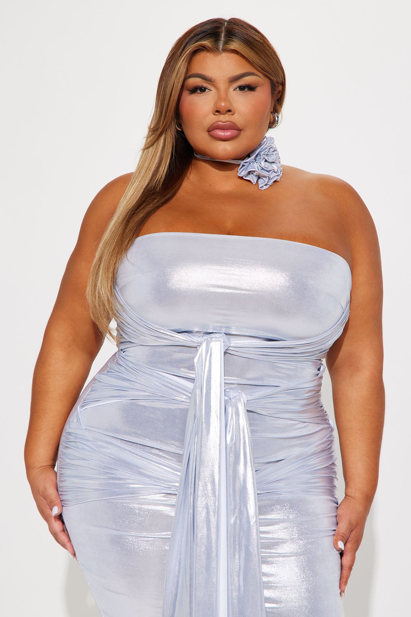 Feelin Knotty Draped Maxi Dress - Silver