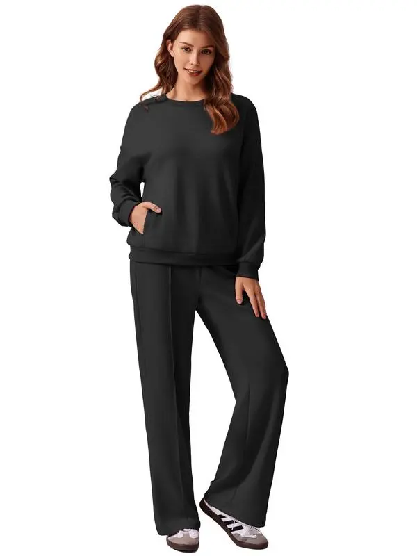 2-Piece Sweatshirt & Pants Set – Comfy Travel or Home Outfit