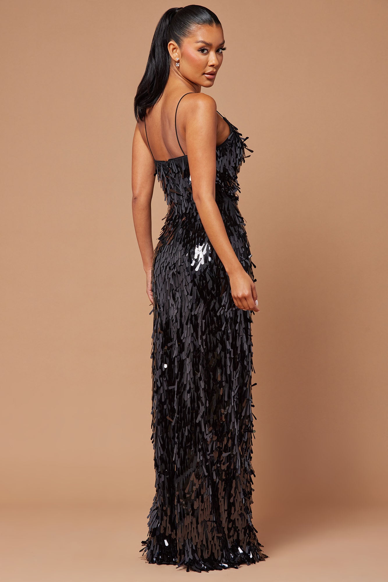 Emilia Paillette Maxi Dress - Black
