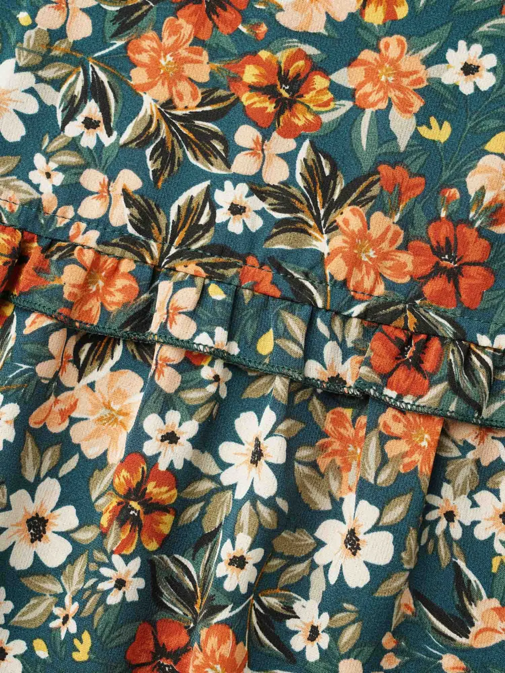 Floral Ruffled Round Neck Shirt