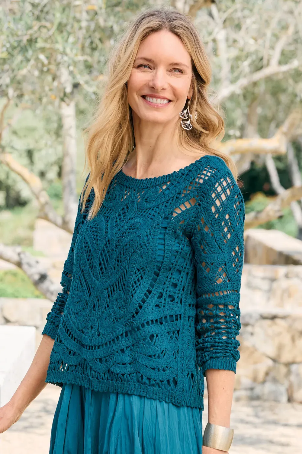 Liliana Cotton Lace Sweater