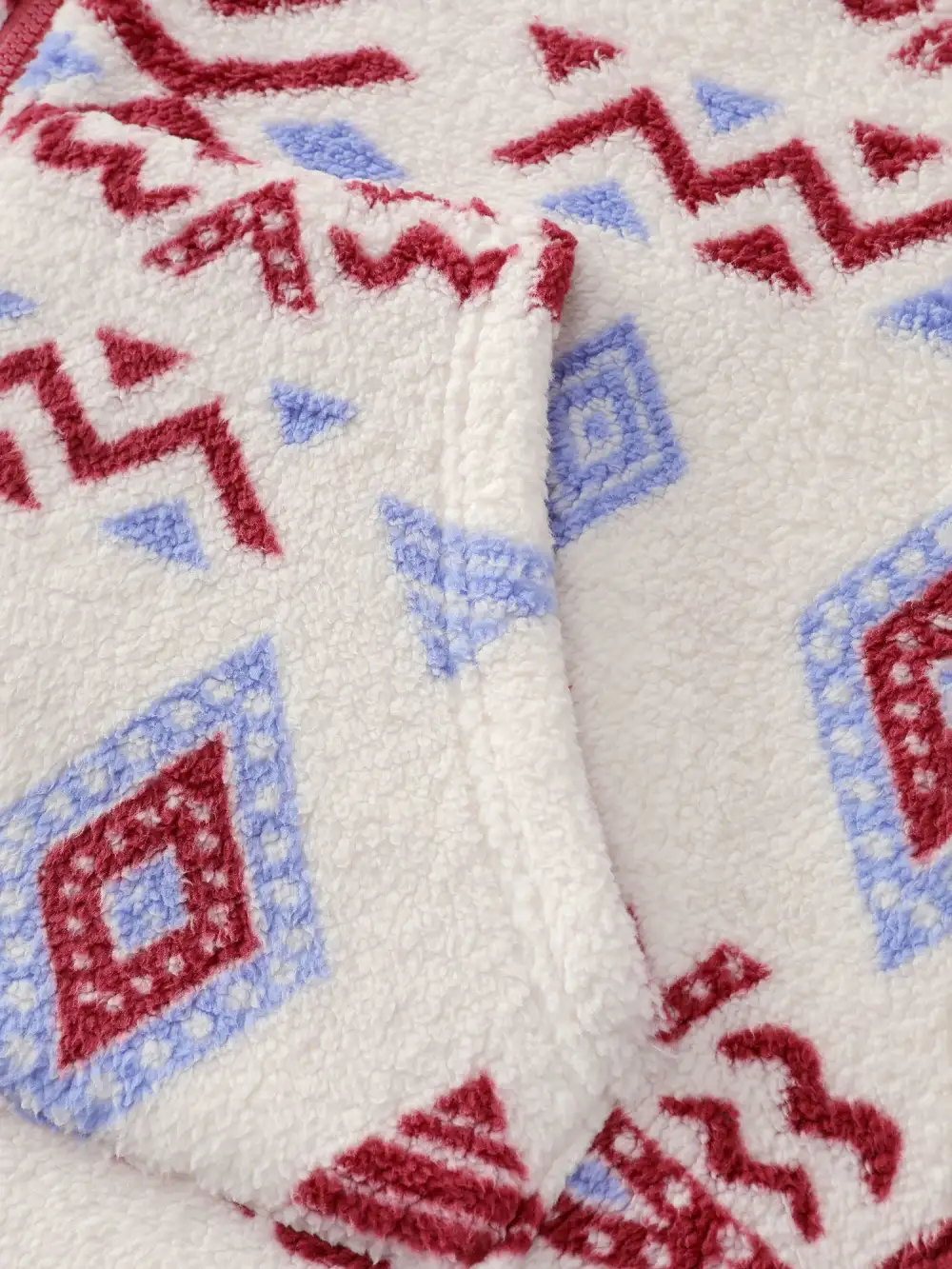 Holiday Pattern Zipper Contrast Jacket