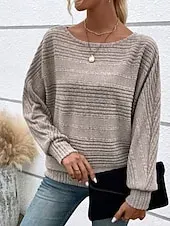 Women's Texture Blouse Blouse Plain Modern Casual Long Sleeve Crew Neck Regular Tops Daily Holiday Going out Black Wine Navy Blue Light Grey Gray Fall