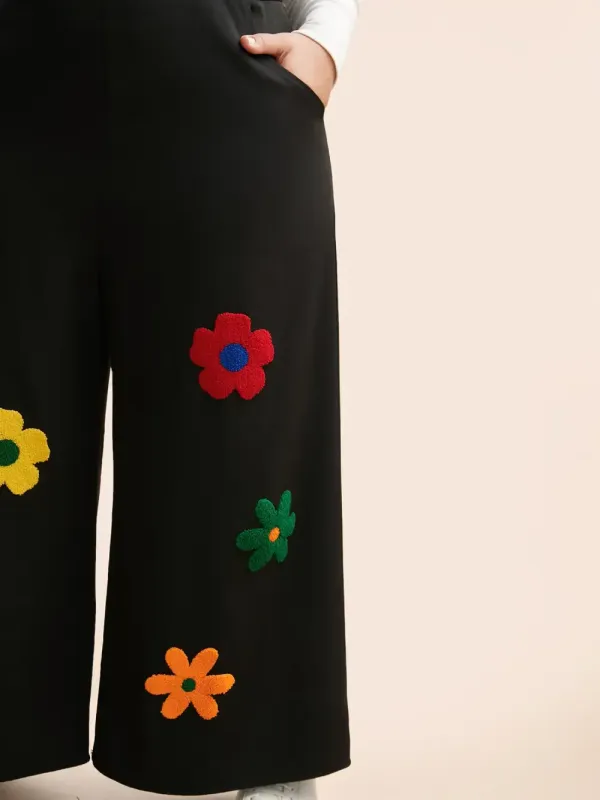 Floral Towel Embroidered Loose Jumpsuit